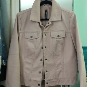 Millenial pink faux leather jacket